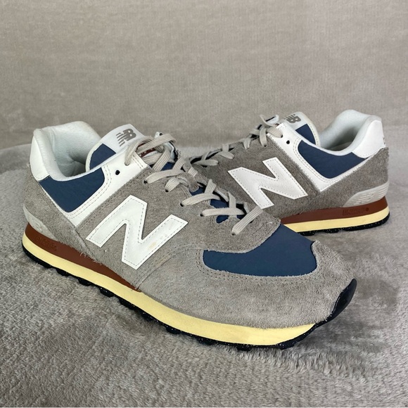 New Balance 574 Shoes Mens Size 11.5 Gray Blue Suede Low Top Sneakers NEW - Picture 3 of 11